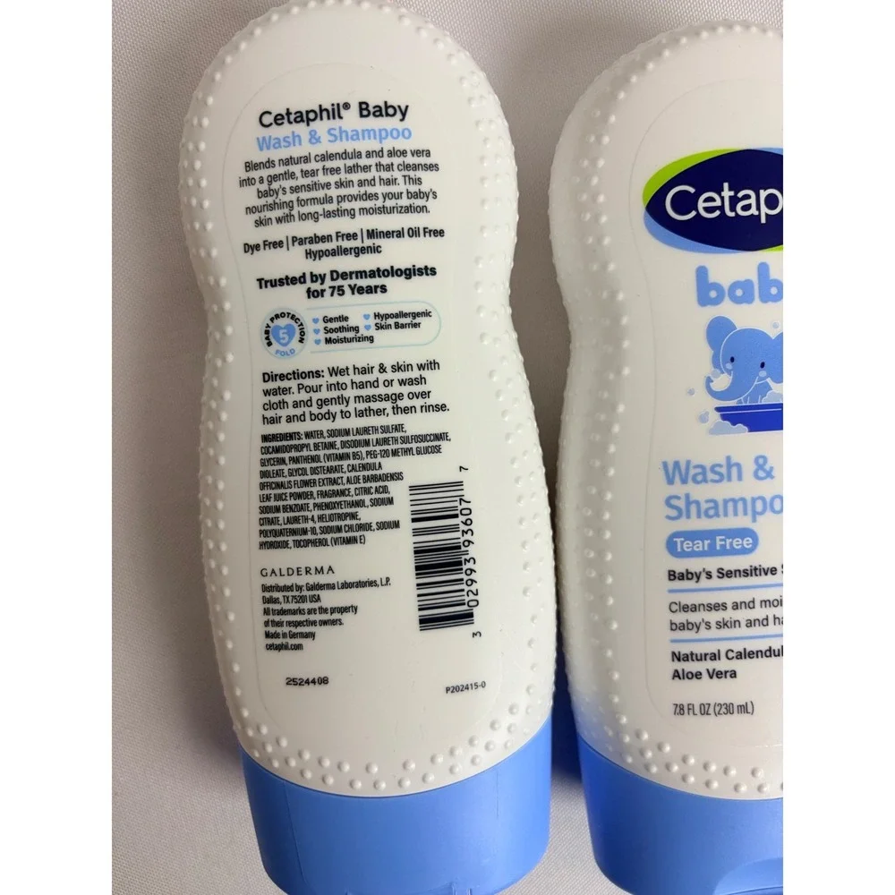 6 Pack Cetaphil Baby Wash & Shampoo with Natural Calendula Tear Free‎ 7.8oz Each
